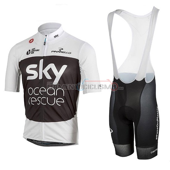 Abbigliamento Ciclismo Sky Manica Corta 2018 Bianco Nero